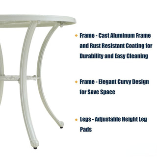 31" Round Cast Aluminum Outdoor Bistro Table with 1.9" Umbrella Hole, Antique Bronze Patio Table