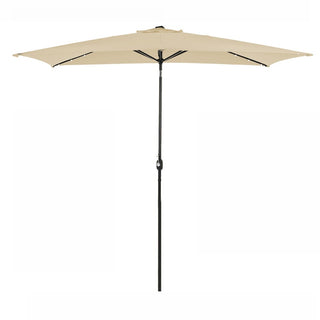 10Ft Outdoor Rectangular Umbrella with 26 Solar-Powered LED Lights, Crank and Tilt