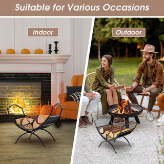 19 Inch Folding Fireplace Log Rack with Convenient Handle