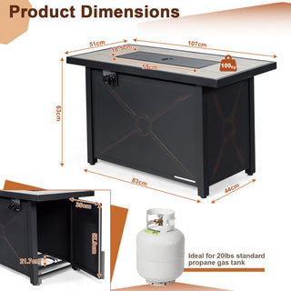 42 Inch 60000 BTU Propane Fire Pit Table with Ceramic Tabletop