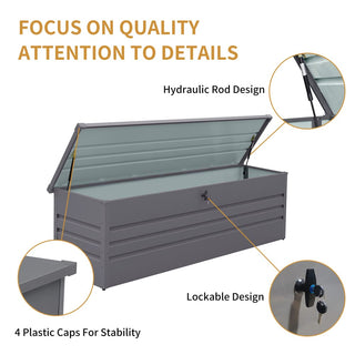 260 Gallon Waterproof Metal Outdoor Deck Box – Extra Large Patio Storage Chest with Lockable Lid for Cushions, Pool Supplies & Garden Tools (Light Gray)