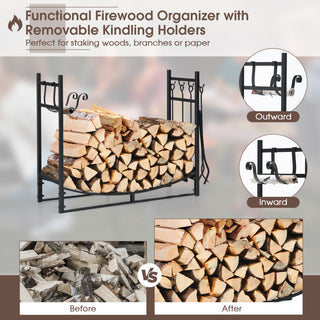 30/36 Inch Firewood Rack with 4 Tool Set Kindling Holders