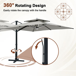 10FT Aluminum Cantilever Patio Umbrella with Removable LED Light Strips for Outdoor Shade