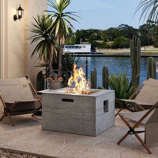 41.9" Outdoor Rectangular Propane Fire Pit – 40,000 BTU MGO Patio Heater with Stainless Burner, Lava Rocks & Waterproof Cover