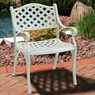 Bronze Cast Aluminum Outdoor Patio Dining Arm Chairs, Set of 2, Weather-Resistant Garden & Courtyard Seating