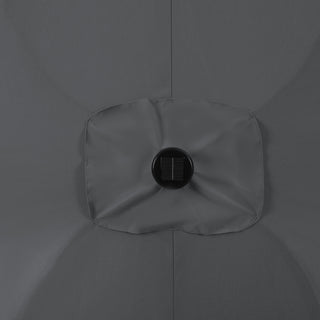 10Ft Outdoor Rectangular Umbrella with 26 Solar-Powered LED Lights, Crank and Tilt