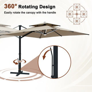10FT Aluminum Cantilever Patio Umbrella with Removable LED Light Strips for Outdoor Shade
