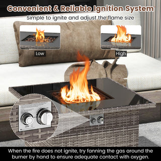 32.5 Inch Propane Fire Pit Table 50000 BTU with Tempered Glass Tabletop