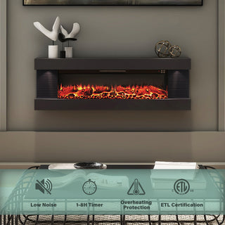 Stylish Electric Fireplace with Suspended LED Light (50"/60")