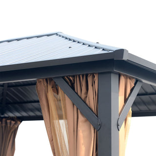 10x12 FT Heavy-Duty Hardtop Gazebo with Galvanized Steel Roof & Mosquito Netting for Patio & Backyard