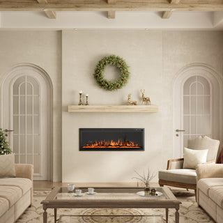 50/60/72-Inch Wall-Mounted & Recessed Electric Fireplace with Overheat Protection, Black