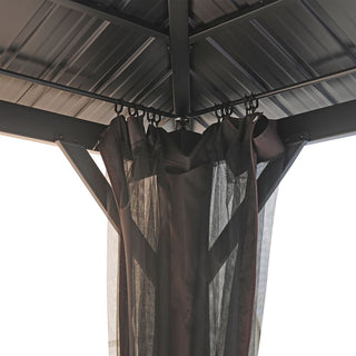 10x10 FT Steel Frame Hardtop Gazebo with Double Roof, Netting & Ceiling Hook for Patio & Backyard