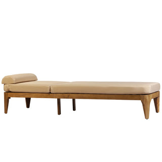 Outdoor Wood Chaise Lounge Chair, Adjustable Patio Recliner with Multi-Position Backrest, Sun Lounger for Poolside, Deck & Garden