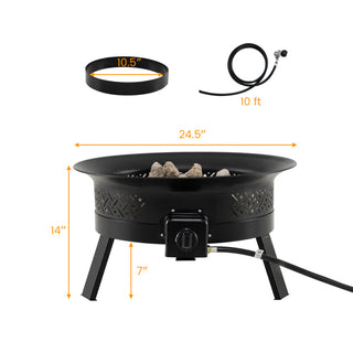 24.5 Inch Portable Propane Fire Pit with Carry Strap and Folding Legs