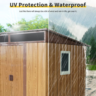 6X5 FT Steel Outdoor Storage Shed with Window and Clear Roof Panel, Rustproof Equipment Shed for Garden & Patio