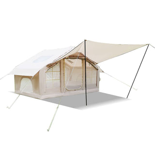 6.3m² Inflatable Camping Tent with Canopy, 4-Season Waterproof & Windproof Air Tent with Clear Skylight, Mesh Windows and Doors