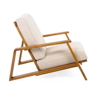 Patio Lounge Chair, Outdoor Club Chair with Cushion and Teak Acacia Wood Frame