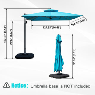 Aluminum Cantilever Patio Umbrella with Tilt Function – Outdoor Offset Market Umbrella for Backyard, Deck & Pool (Base Not Included)
