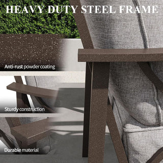 48" All-Weather Metal Loveseat 2 Seats Couch Sofa with Gray/Beige/Khaki Cushions with black Frame