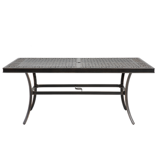 Antique Bronze Cast Aluminum Patio Dining Table with Umbrella Hole