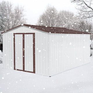 Mondawe 12ft x 10ft Metal Garden Storage Shed, Outdoor Tool Storage House with Double Doors and Air Vents