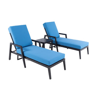 3-Piece Outdoor Aluminum Chaise Lounge Set – Adjustable Reclining Backrests, Wheels & Sunbrella® Cushions