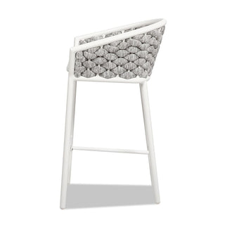 27.5" Rope Barrel Low Back Patio Counter Stool, Set of 2