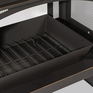 40" Wood Burning Fireplace, 50000 BTU Steel Fire Pit, Wood Burning Chimney for Outside Patio Deck Garden Backyard-Black