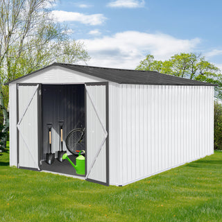 Mondawe 12ft x 10ft Metal Garden Storage Shed, Outdoor Tool Storage House with Double Doors and Air Vents