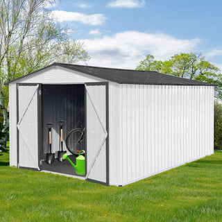 Mondawe 12ft x 10ft Metal Garden Storage Shed, Outdoor Tool Storage House with Double Doors and Air Vents