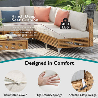 7-Piece Wicker Patio Conversation Set with Thick Cushions & Coffee Table | Outdoor Sectional Sofa for Backyard & Porch