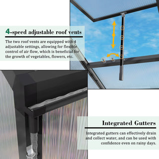 New-Design Walk-In Polycarbonate Greenhouse with Heavy-Duty Aluminum Frame – All-Season Garden & Backyard Greenhouse