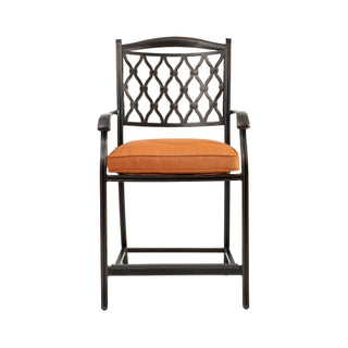 6-Piece Cast Aluminum Bar Dining Chairs Set – Antique Bronze, Curved Back & Diamond Mesh Design