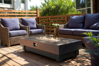 60-INCH FIRE PIT TABLE,Stone Outdoor Gas Fire Pit Table with Rain cover,Rectangular Heater for Patio, Backyard, Deck, Outdoor Modern Patio Fire Pit