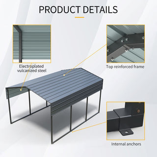 10 X 15 FT Heavy Duty Outdoor Carport Canopy with Galvanized Steel Roof and Frame, Large Metal Garage Shelter for Driveway, Car, and Truck