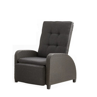 30" Adjustable Outdoor Lounge Chair with Gray Cushions & Footrest