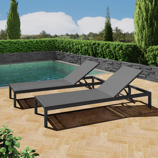 Outdoor Lounge Chair Set Of Two, Made Of Aluminum, Adjustable, Weather-Resistant And UV-Protected, With A Weight Capacity Of 400 Pounds