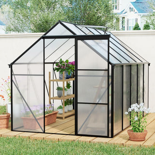 Polycarbonate Greenhouse Raised Base and Anchor Aluminum Heavy Duty Walk-in Greenhouses for Outdoor Backyard in All Season