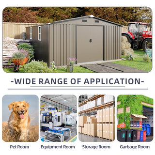 10X12 ft 0.25mm color steel plate, surface protective film, Two daylight Windows, A practical and thoughtful gift,two colors can be freely selected storage sheds