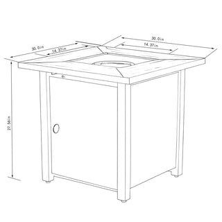 30" Propane Gas Fire Pit Table, 50000 BTU Square Steel Fire Pit for Outside Patio Deck Garden Backyard-Black
