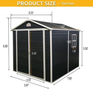 Resin Outdoor Storage Shed Kit, Weatherproof Backyard Organizer for Patio Furniture, Black