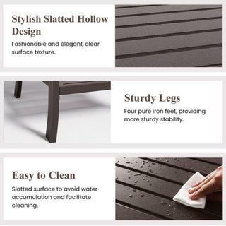 19" Square Black/Brown Metal Outdoor Side Table, 2-Tier All-Weather Patio End Table