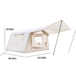 8m² Inflatable Air Glamping Tent with Canopy, Waterproof Oxford 4-Season Camping Tent, Easy Setup with Hand Pump for 4-8 Persons