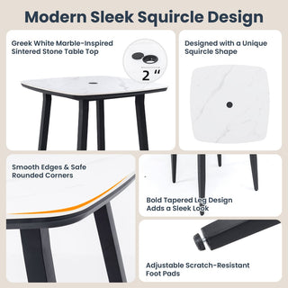 5-Piece Outdoor Patio Swivel Bar Set with Marble-Style Stone Table & Aluminum Swivel Bar Stools