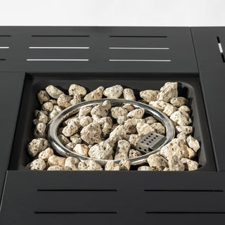 34" Propane Gas Fire Pit Table, 50000 BTU Rectangular Steel Fire Pit for Outside Patio Deck Garden Courtyard- Black