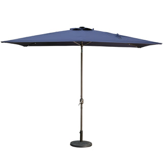 10Ft Outdoor Rectangular Umbrella with 26 Solar-Powered LED Lights, Crank and Tilt