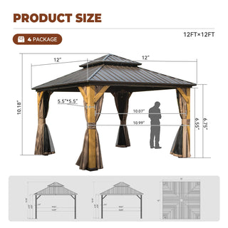 Cedar Frame Gazebo with Galvanized Roof & Curtains