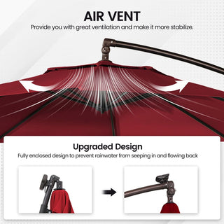 11 FT Steel Pole Solar LED Offset Patio Umbrella with 360° Rotation & Easy Crank – Outdoor Hanging Cantilever Umbrella for Patio & Garden