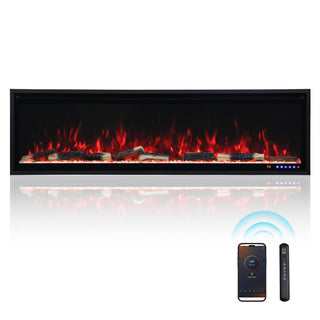 Smart Electric Fireplace with 13 Flame Colors, WiFi & Voice Control, 750W/1500W Heater, LED Ember Bed & Remote
