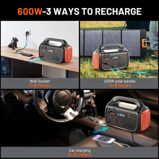 600W/1000W Portable Power Station 655.2Wh/1024Wh Solar Generator with AC Outlet for Home Backup, Camping, Travel, Emergency & Outdoor Use